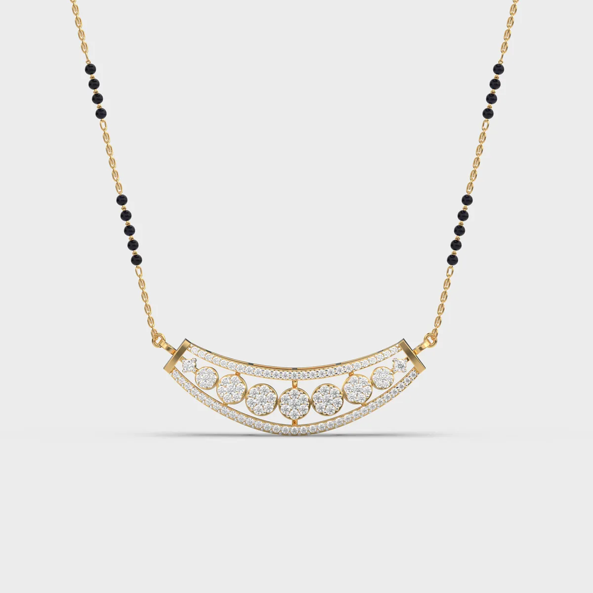 Curved Bar Cluster Row Diamond Mangalsutra