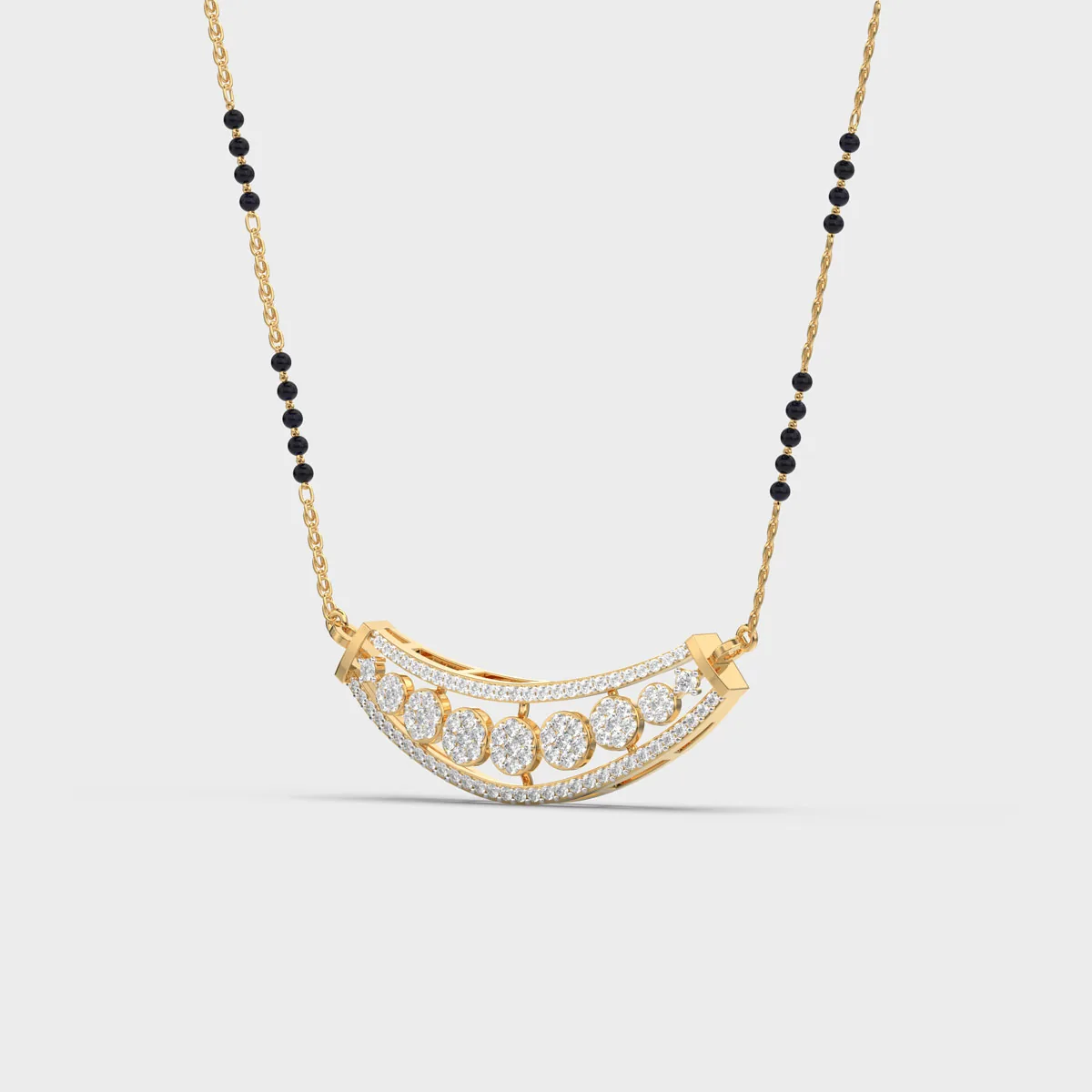Curved Bar Cluster Row Diamond Mangalsutra – alternate view