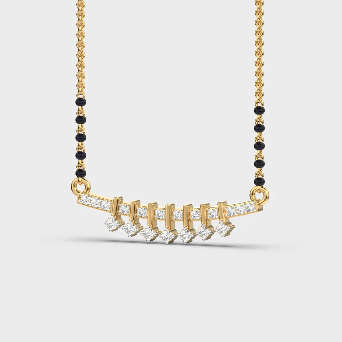 Curved Bar Fringe Drops Diamond Mangalsutra – alternate view