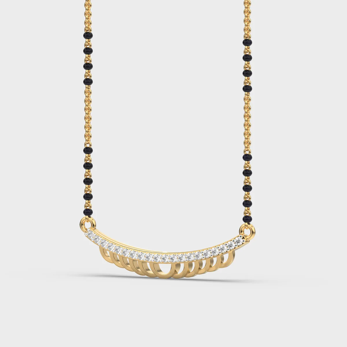 Curved Bar Scalloped Fringe Diamond Mangalsutra – alternate view