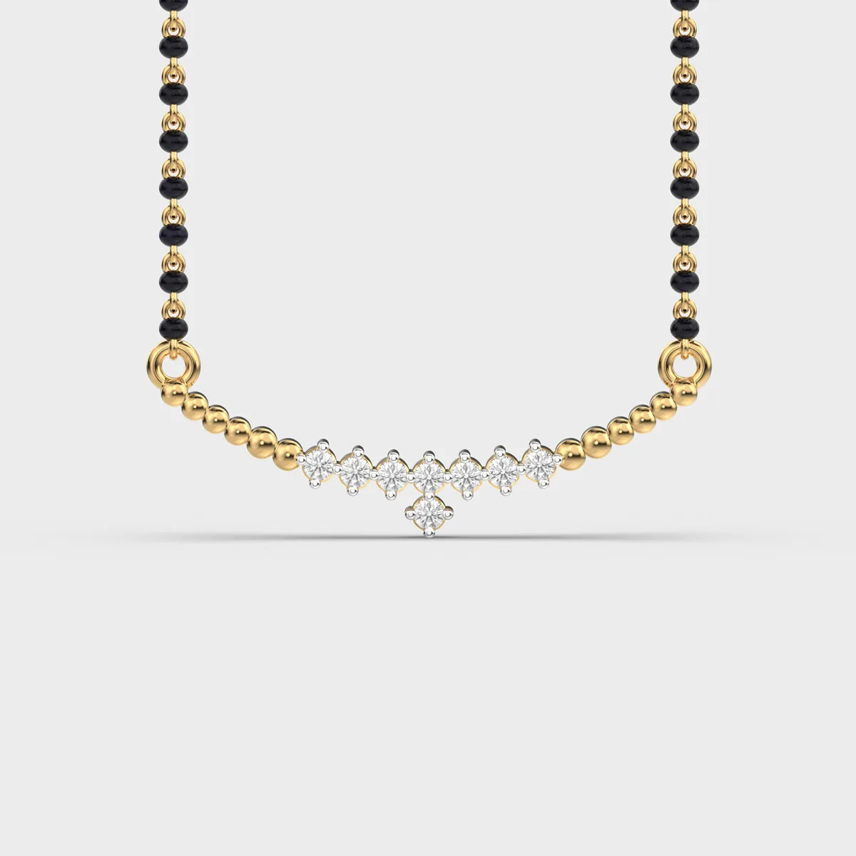 Curved Line Centre Drop Diamond Mangalsutra