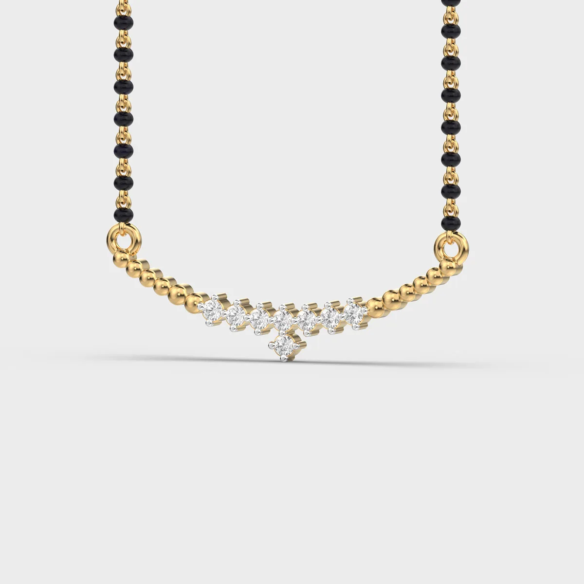 Curved Line Centre Drop Diamond Mangalsutra – alternate view