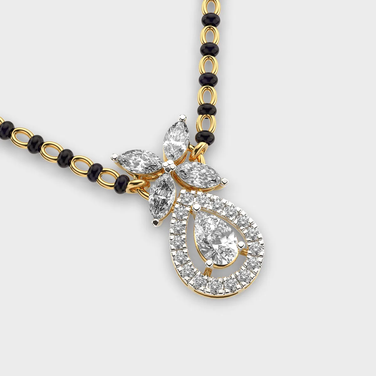 Dewpetal Drop Diamond Encrusted Mangalsutra – alternate view