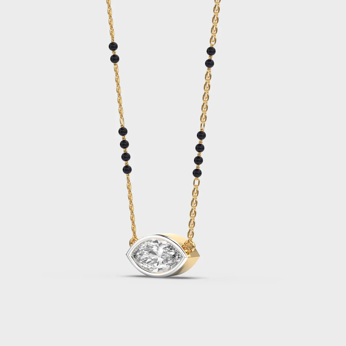 East West Marquise Solitaire Diamond Mangalsutra – alternate view