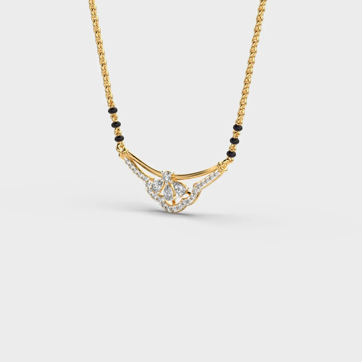 Floral Crescent Diamond Mangalsutra – alternate view