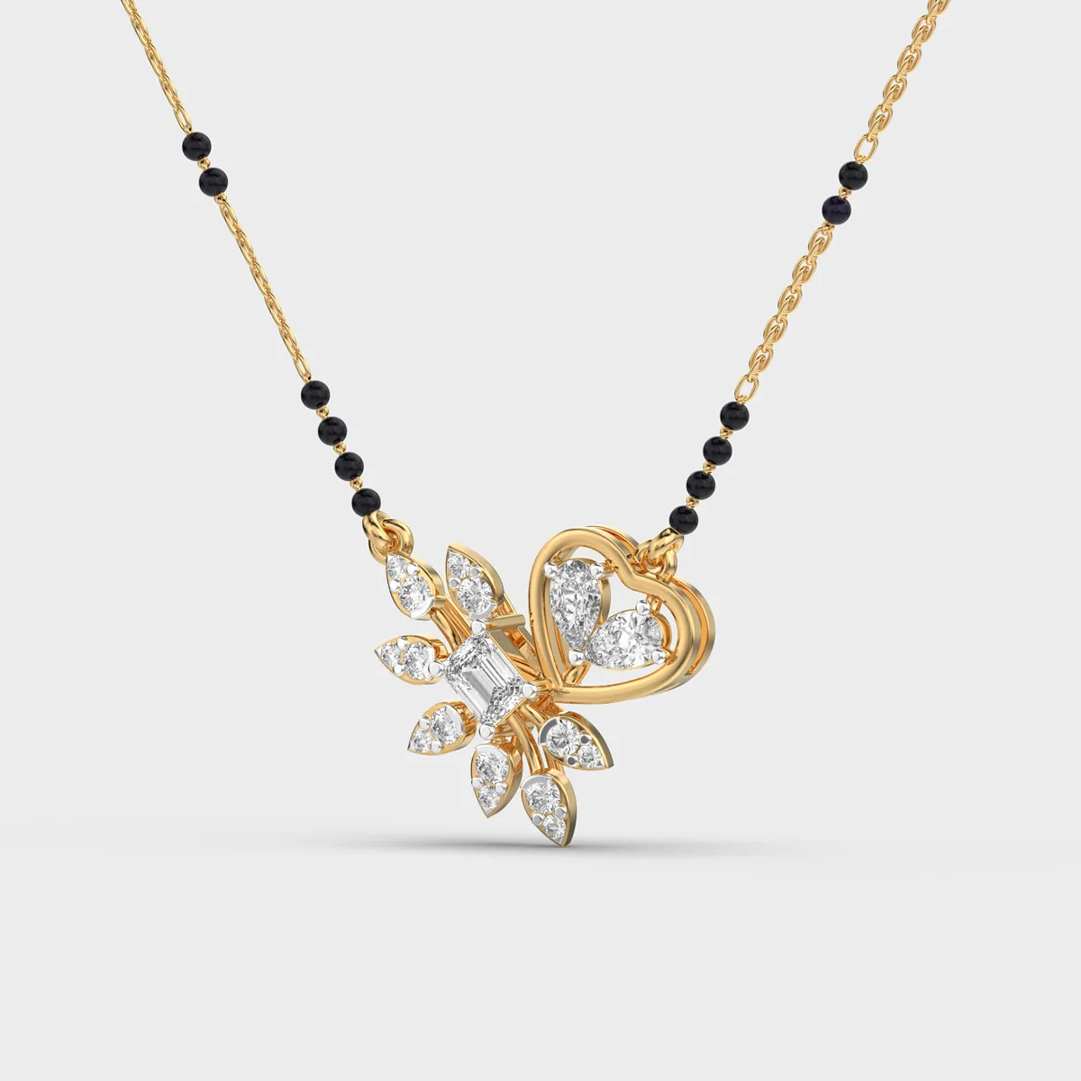 Floral Heart Petal Spray Diamond Mangalsutra – alternate view