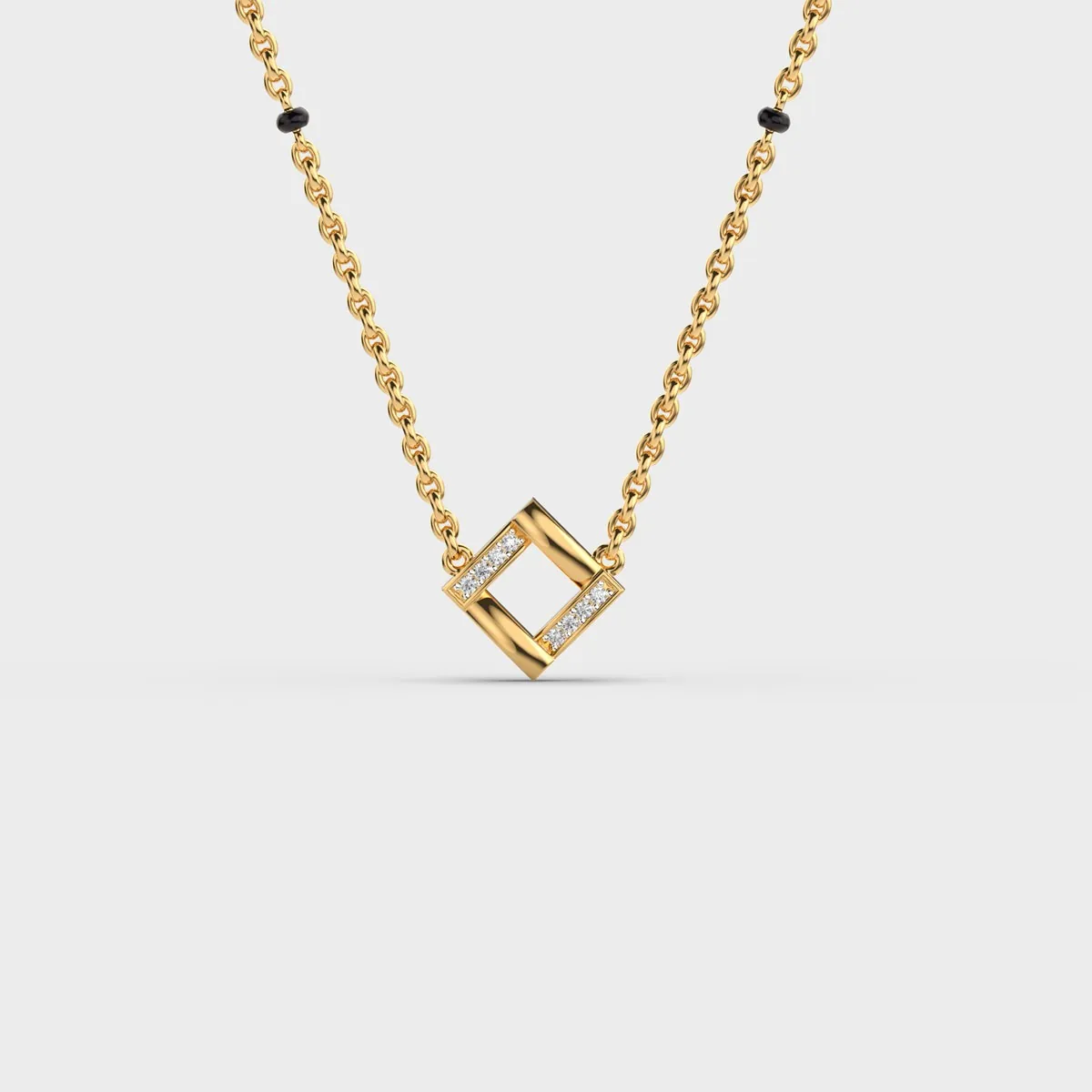 Geometric Square Minimal Diamond Mangalsutra