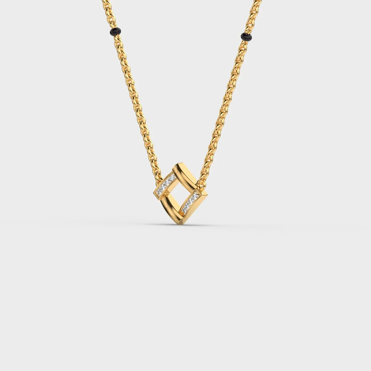Geometric Square Minimal Diamond Mangalsutra – alternate view