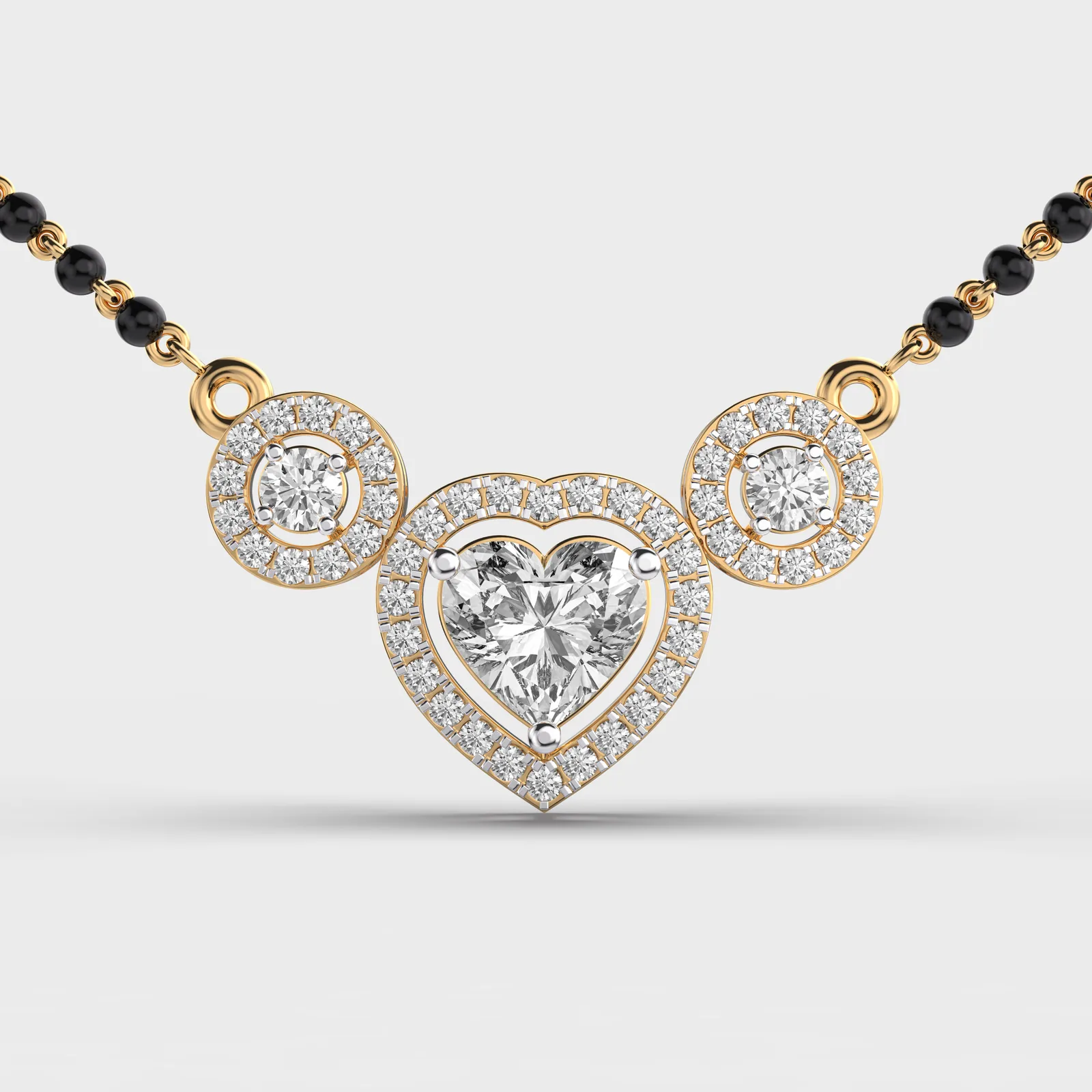 Heart Halo Trio Diamond Mangalsutra