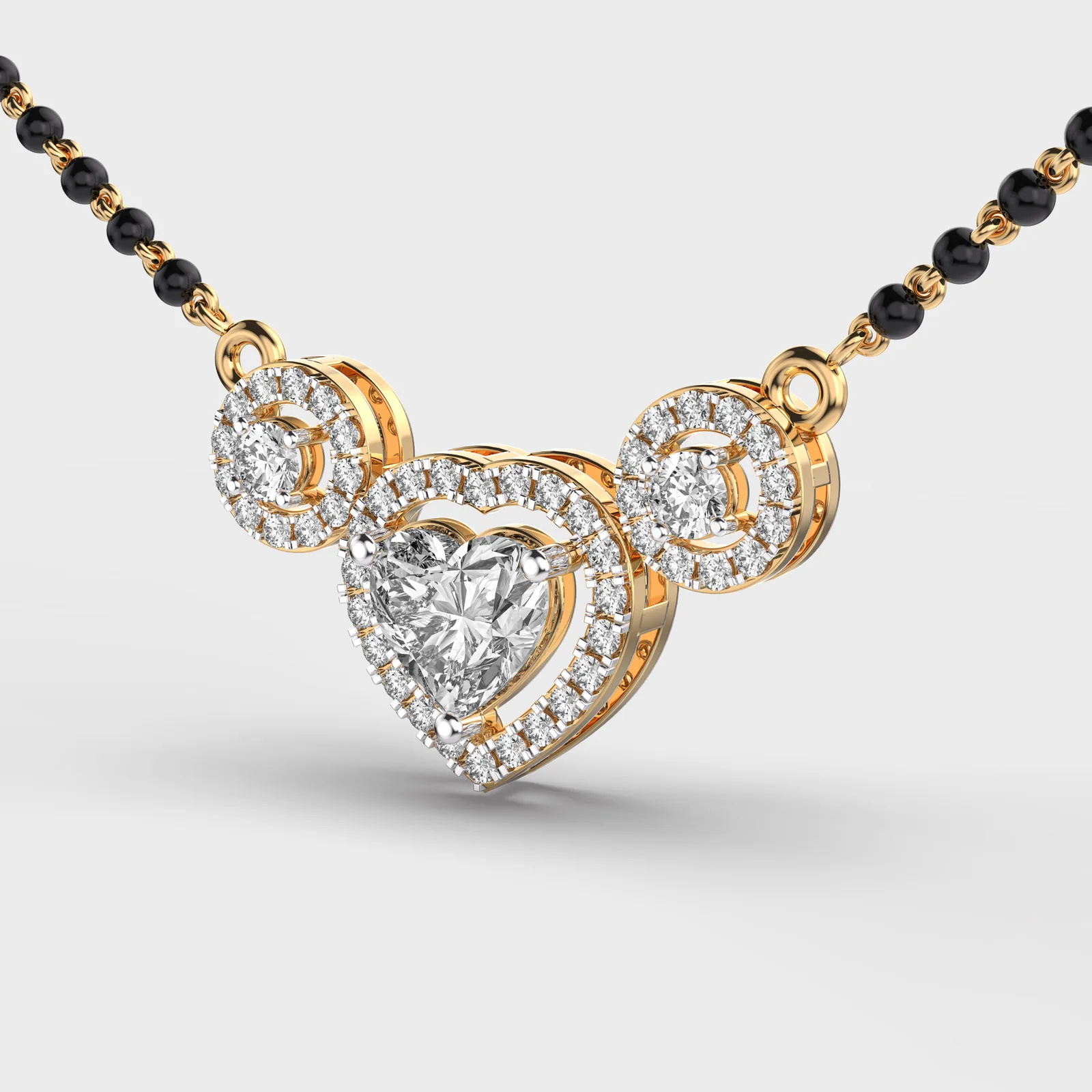 Heart Halo Trio Diamond Mangalsutra – alternate view