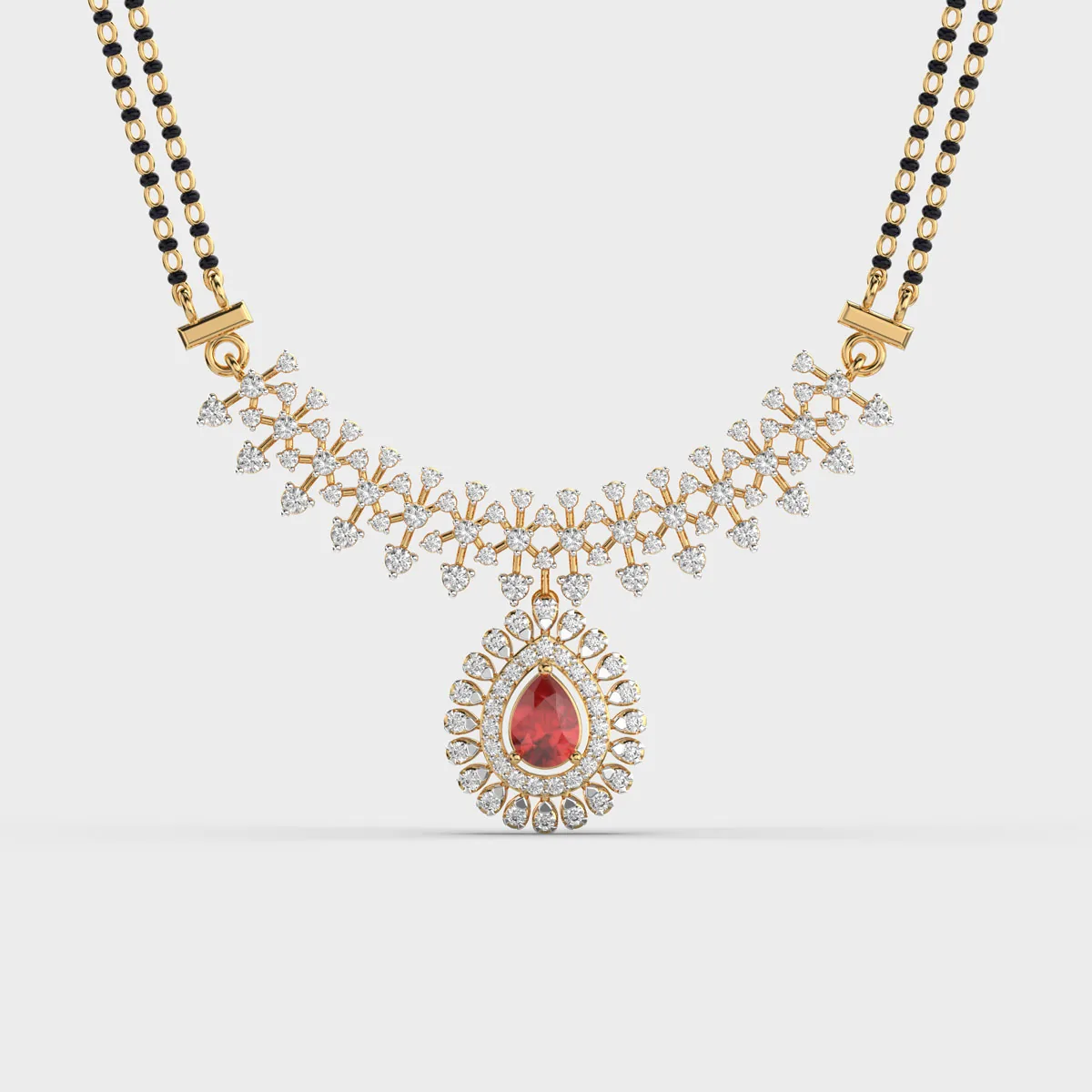 Maharani Red Stone Diamond Mangalsutra
