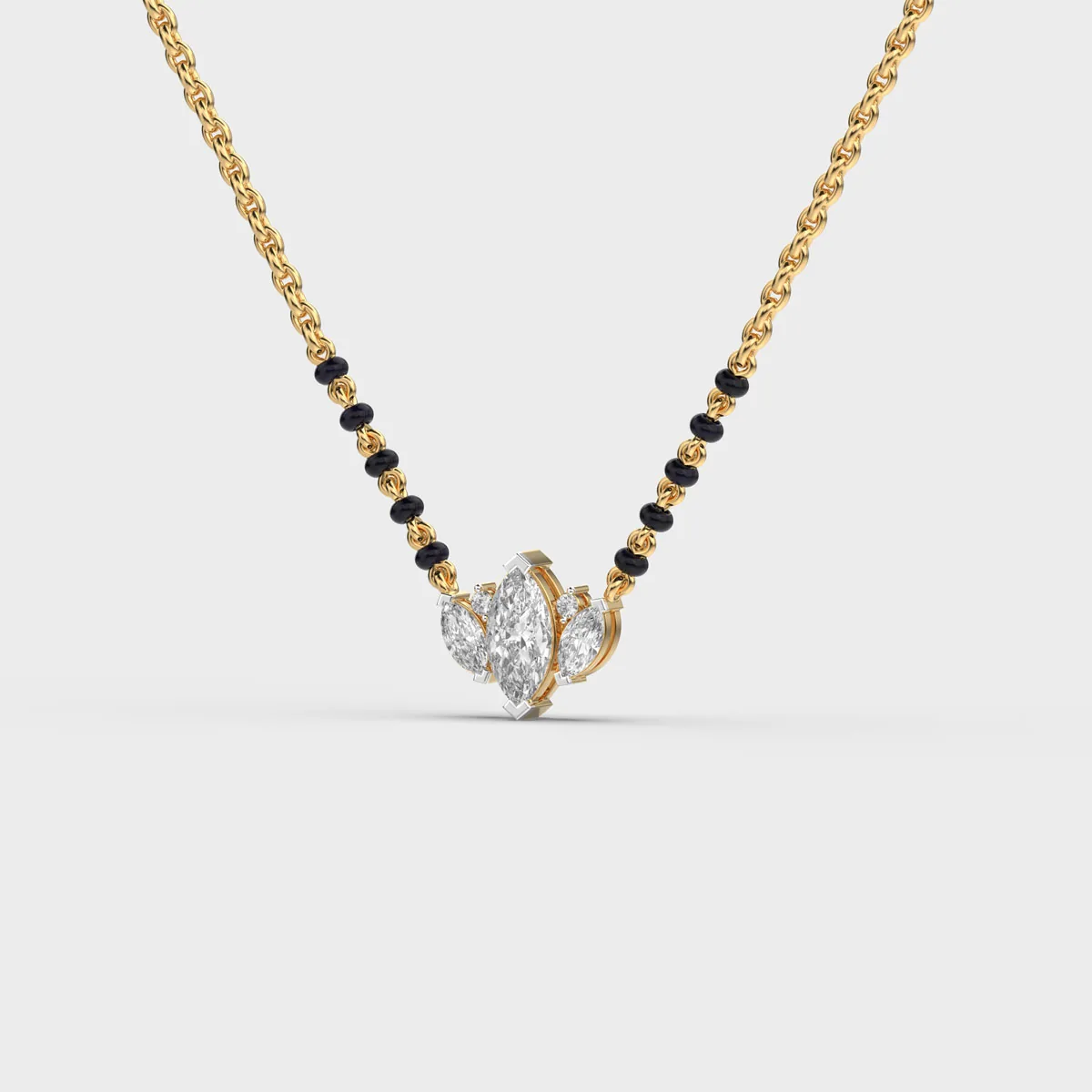 Marquise Crown Cluster Diamond Mangalsutra – alternate view