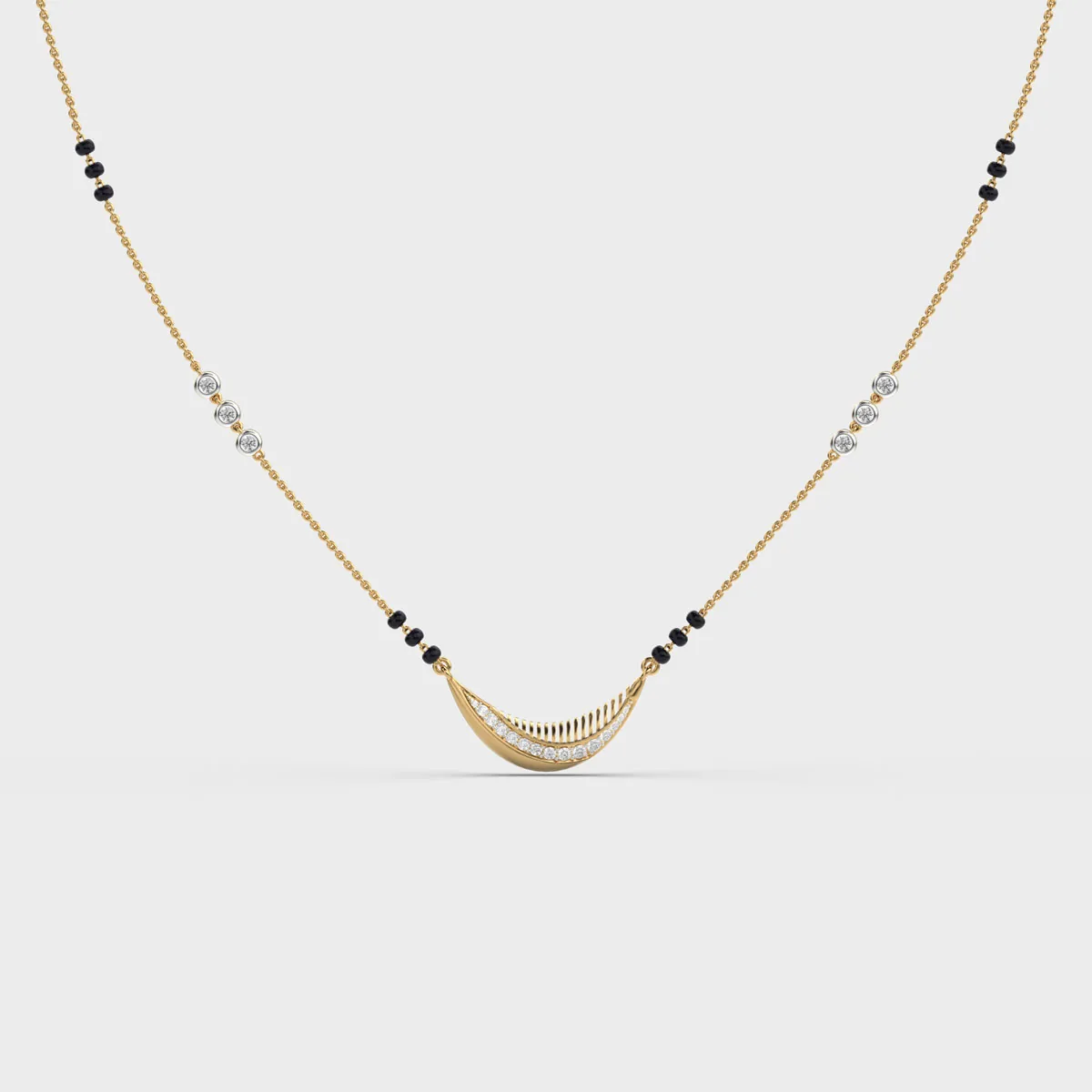 Minimalistic Decorated Diamond Mangalsutra – alternate view
