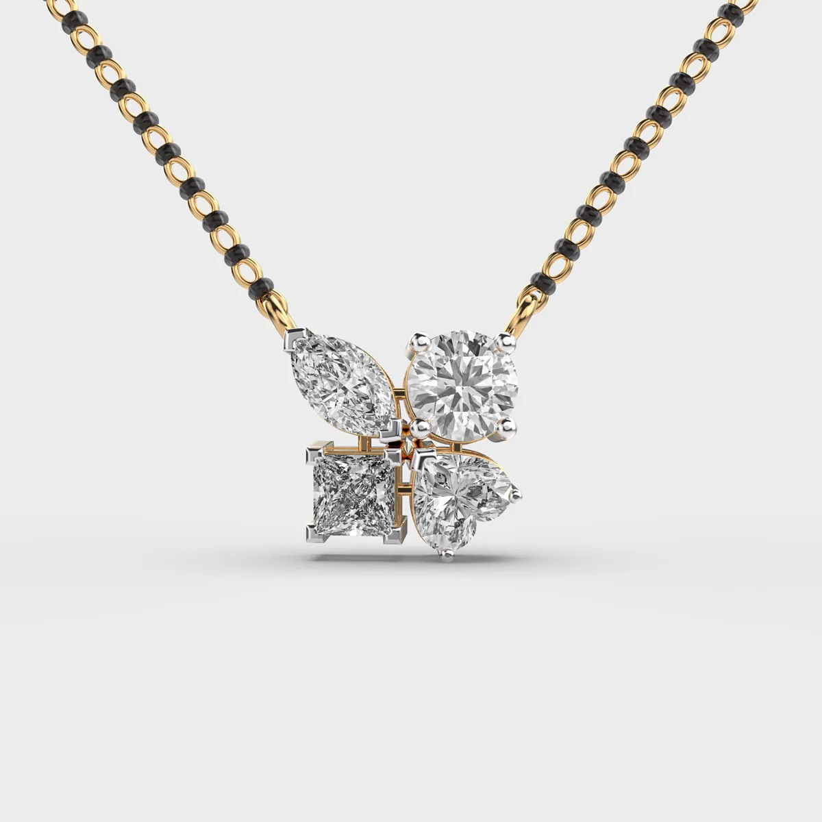 Mixed Cut Cluster Diamond Mangalsutra