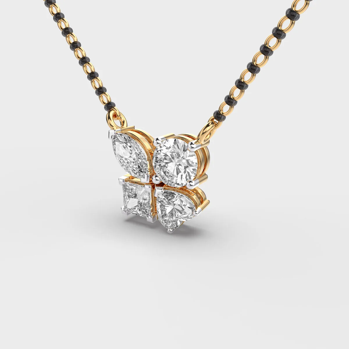 Mixed Cut Cluster Diamond Mangalsutra – alternate view