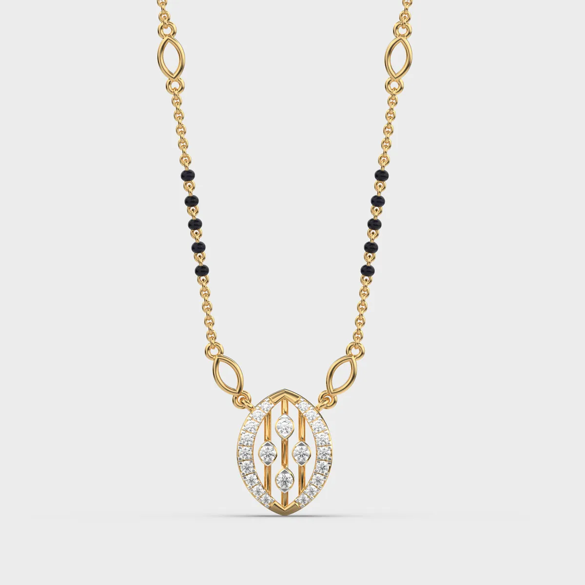 Navette Frame Openwork Column Diamond Mangalsutra