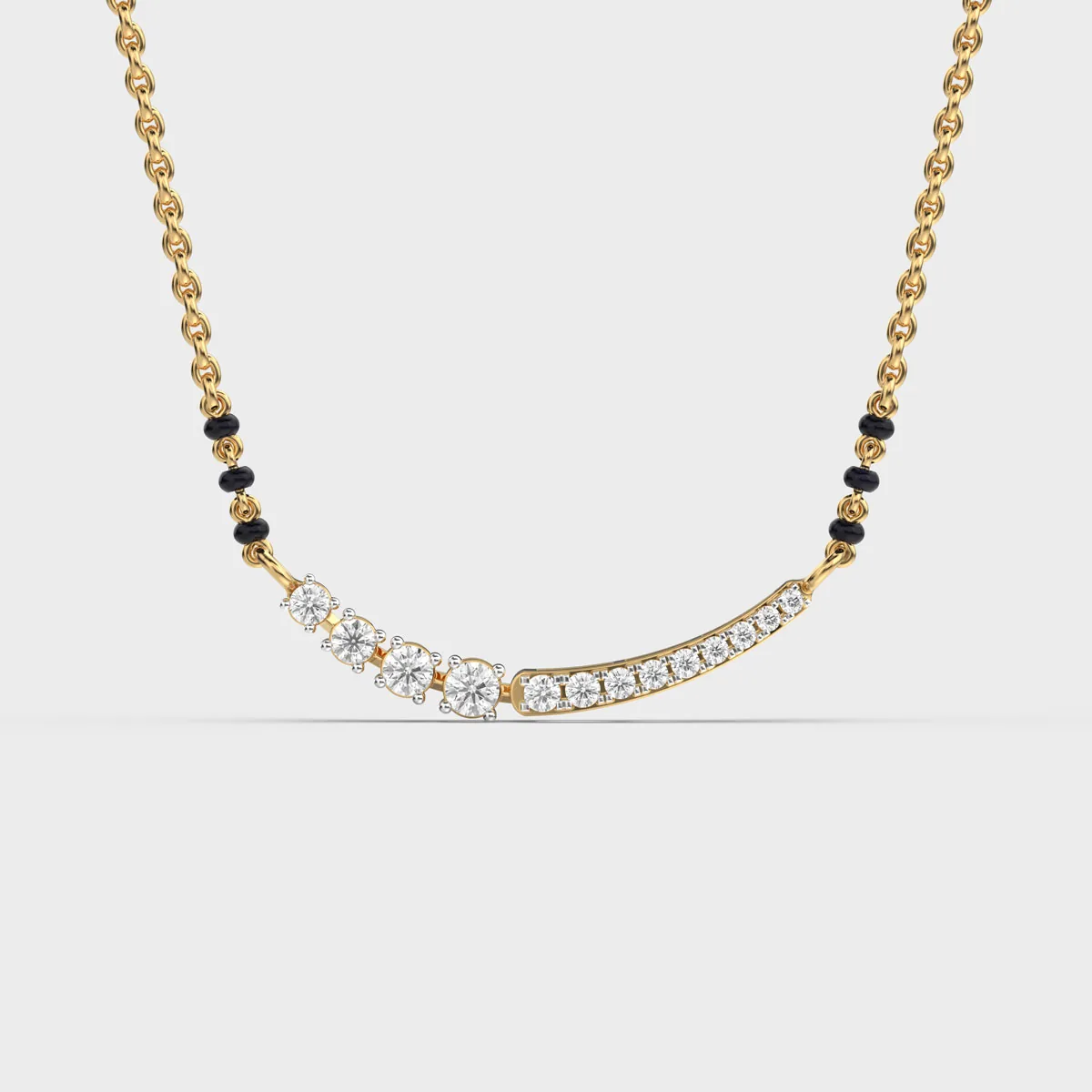 Offset Curved Line Diamond Mangalsutra