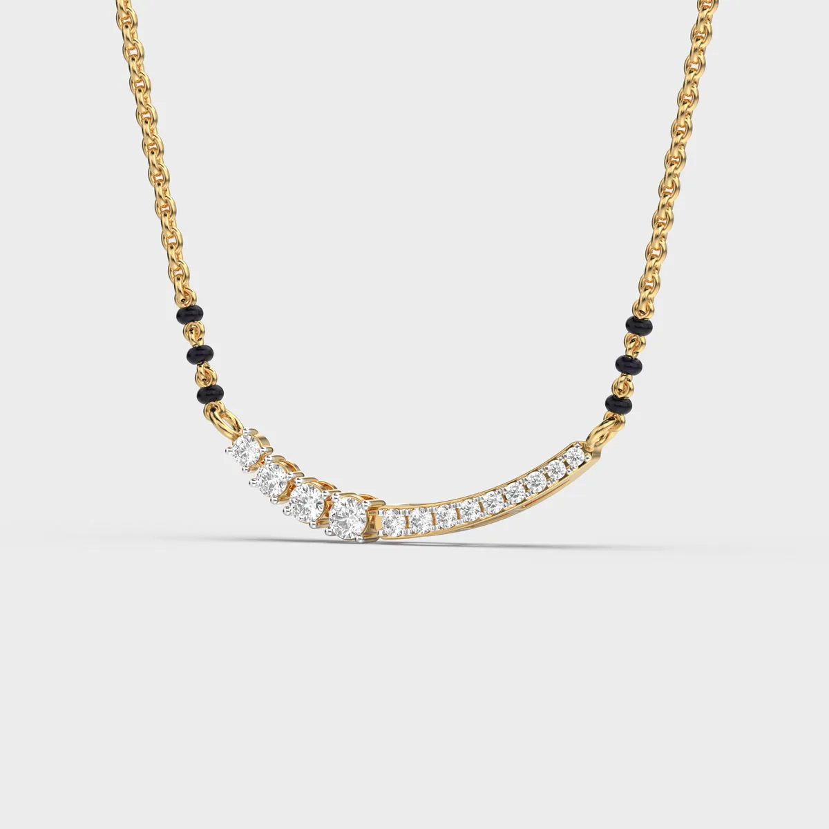 Offset Curved Line Diamond Mangalsutra – alternate view