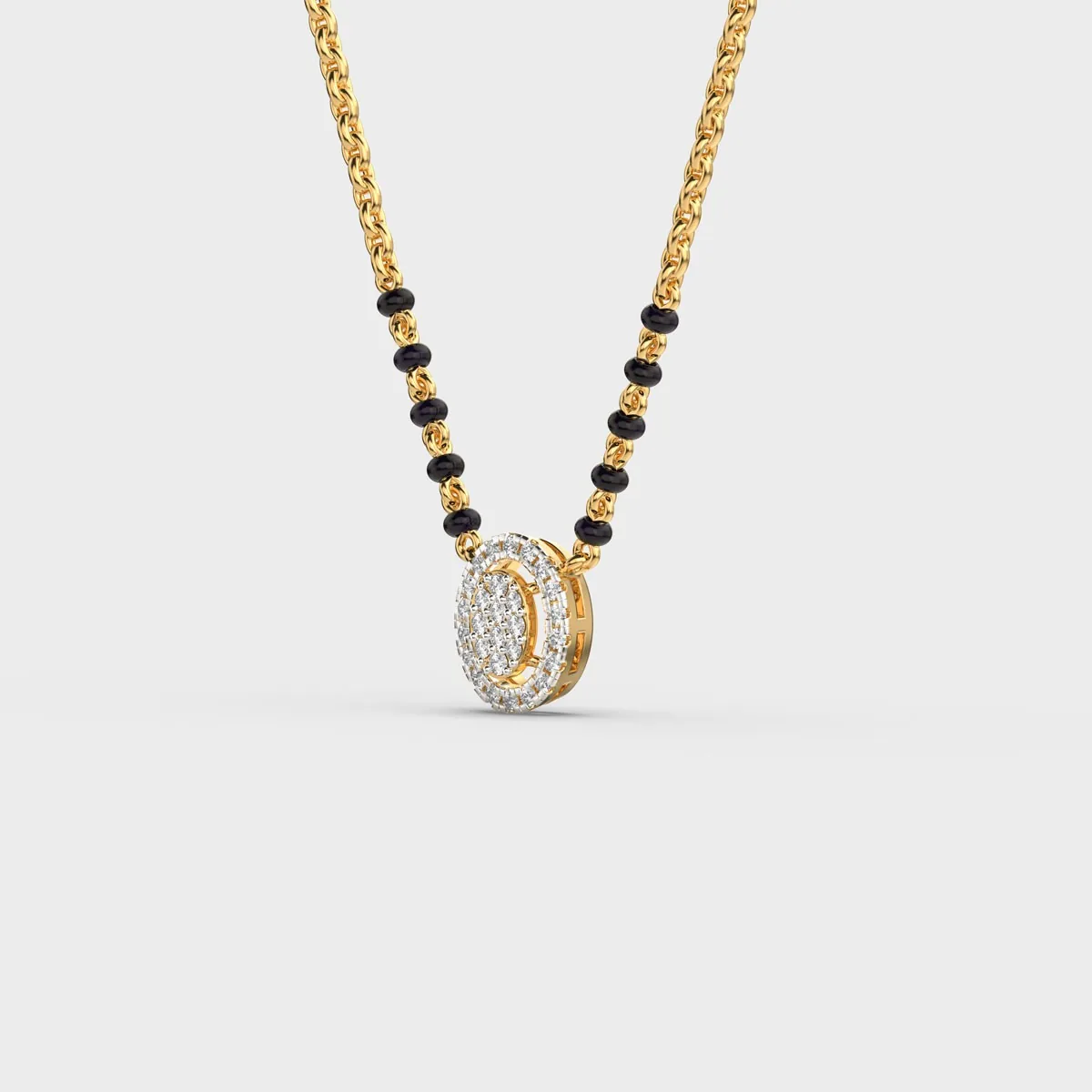 Oval Double Halo Diamond Mangalsutra – alternate view