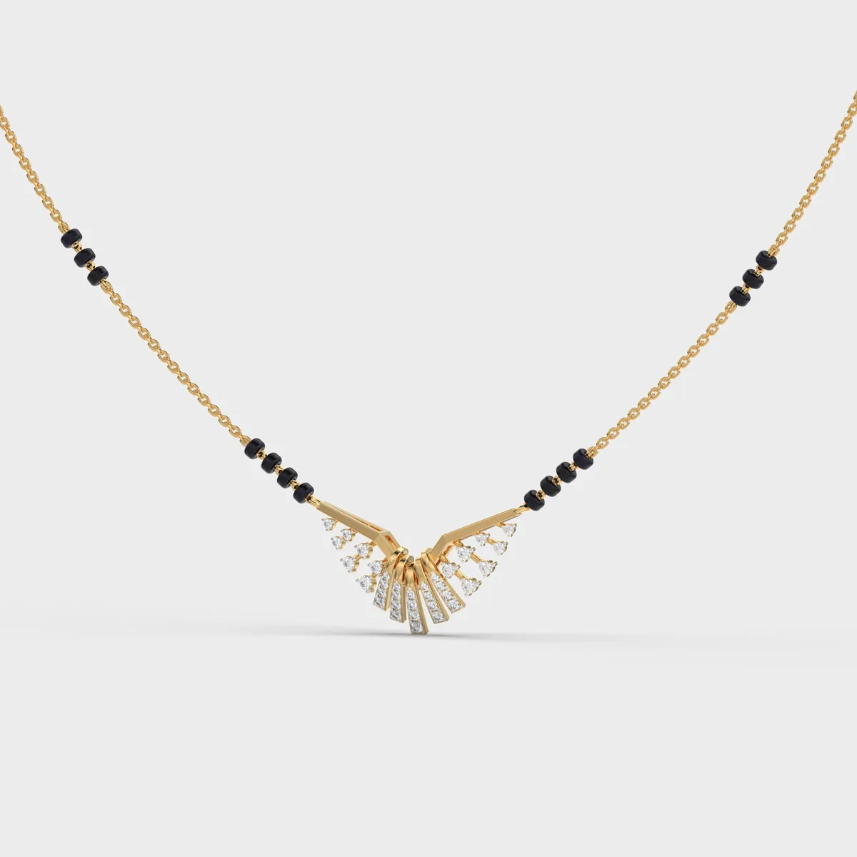 Radiating Fan Diamond Mangalsutra – alternate view