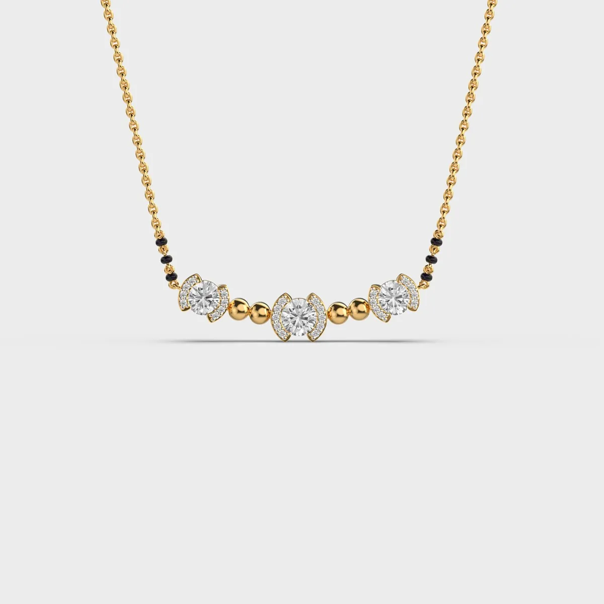Round Halo Trio Diamond Mangalsutra