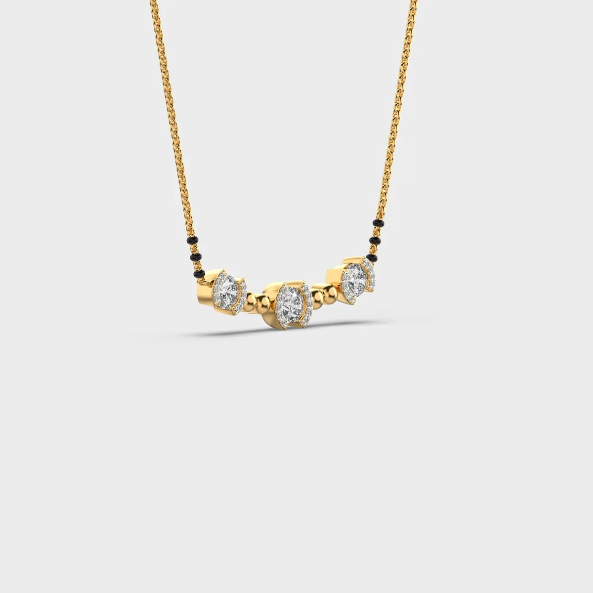 Round Halo Trio Diamond Mangalsutra – alternate view