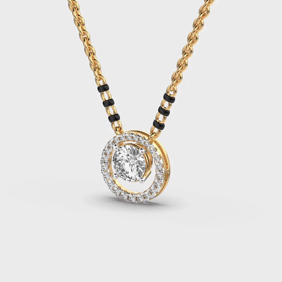 Round Rimmed Diamond Mangalsutra – alternate view