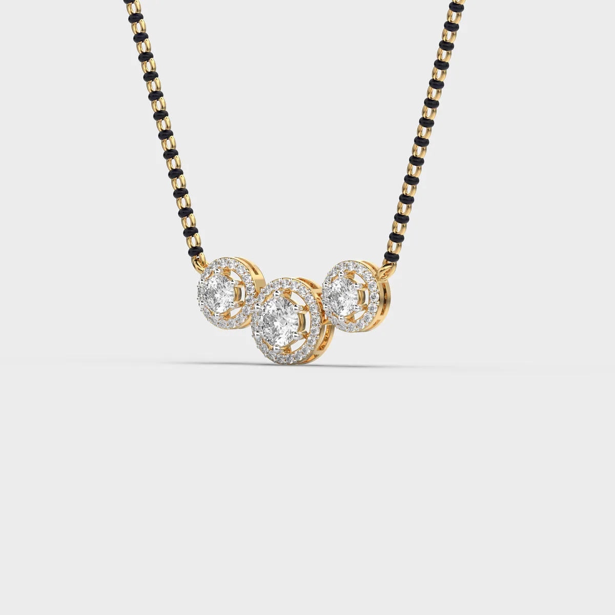 Three Circle Halo Diamond Mangalsutra – alternate view