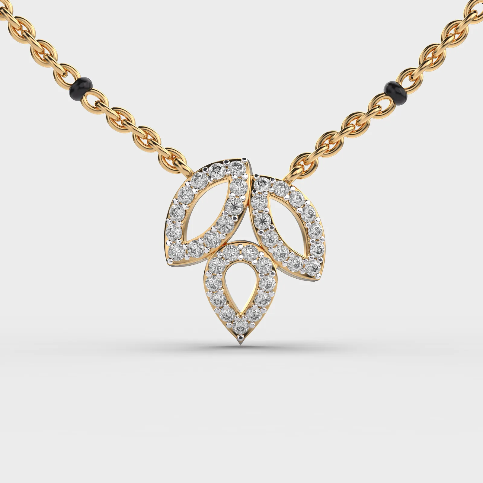 Trio Leaf Diamond Encrusted Mangalsutra