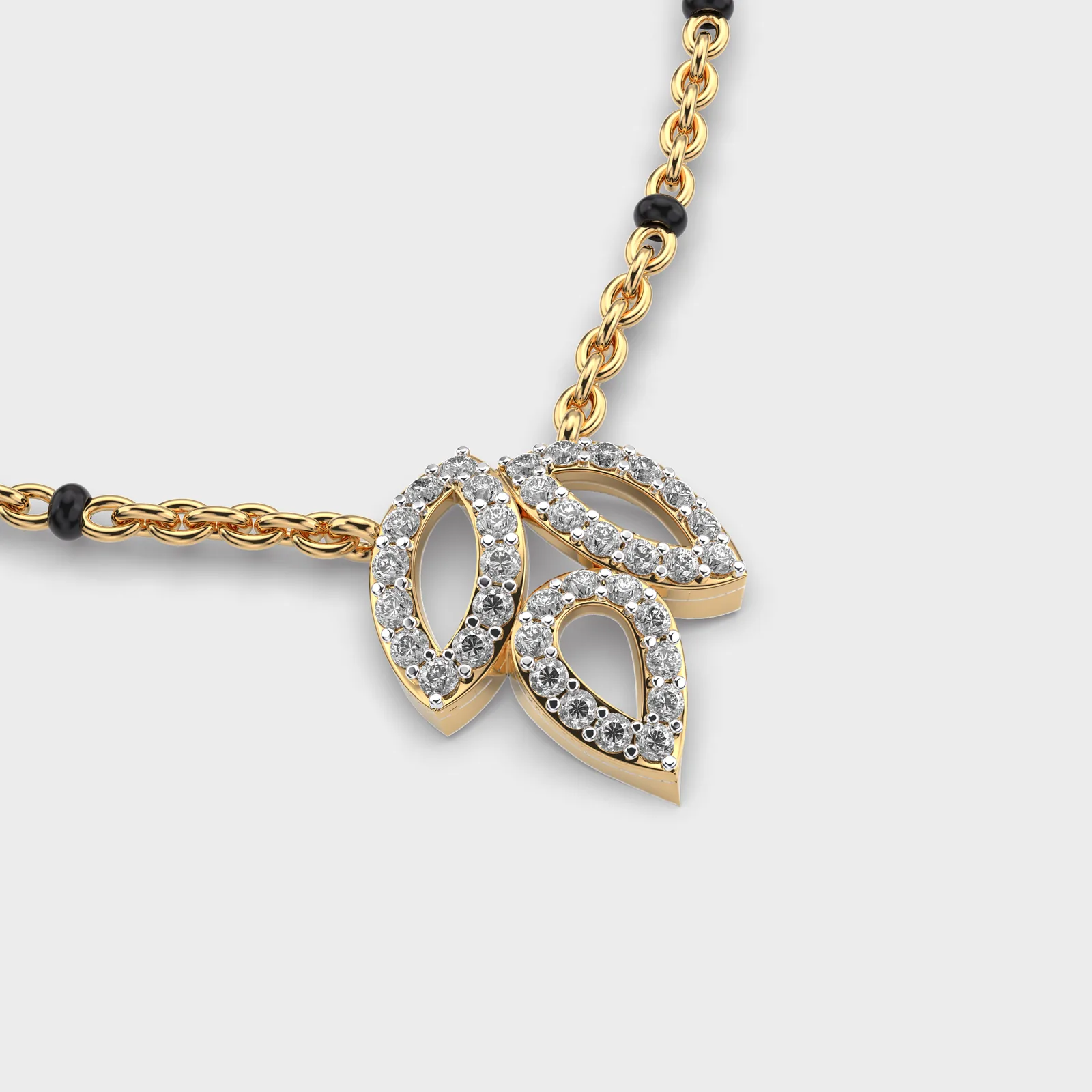 Trio Leaf Diamond Encrusted Mangalsutra – alternate view
