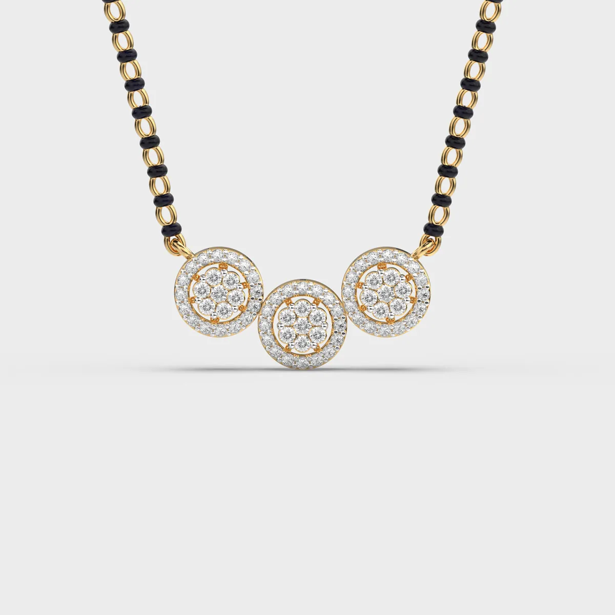 Triple Cluster Halo Diamond Mangalsutra