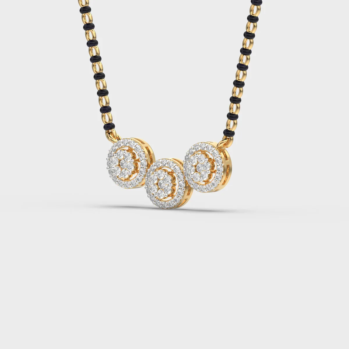 Triple Cluster Halo Diamond Mangalsutra – alternate view