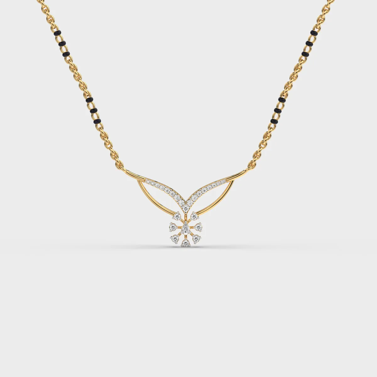 Winged Bloom Drop Diamond Mangalsutra