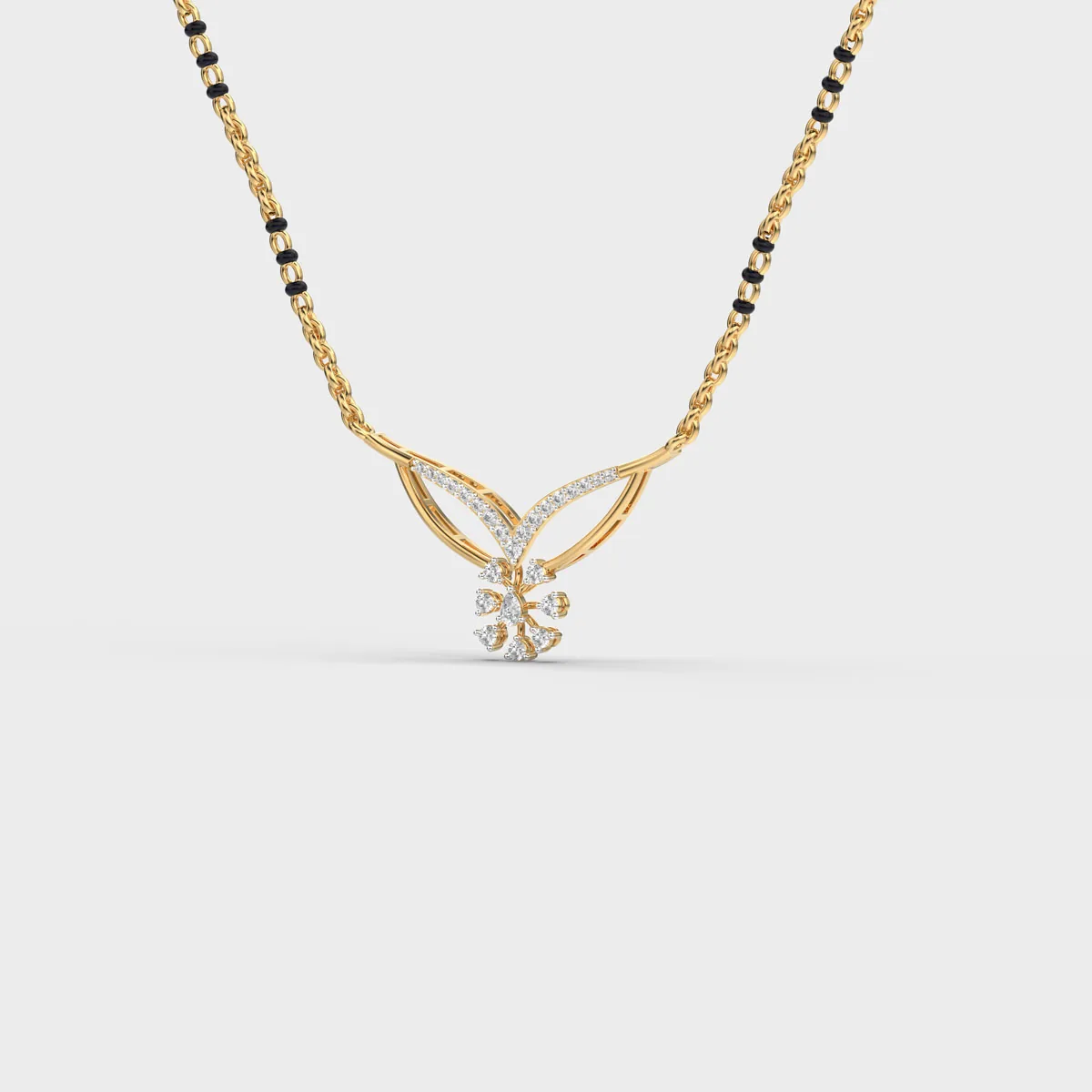 Winged Bloom Drop Diamond Mangalsutra – alternate view