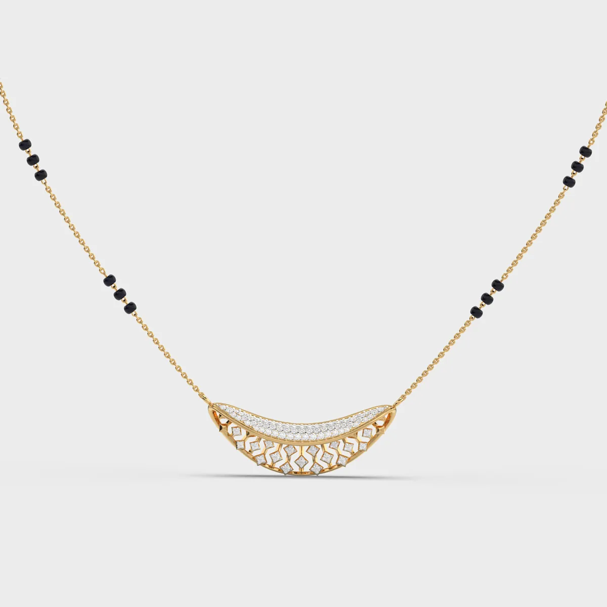 Woven Crescent Diamond Mangalsutra