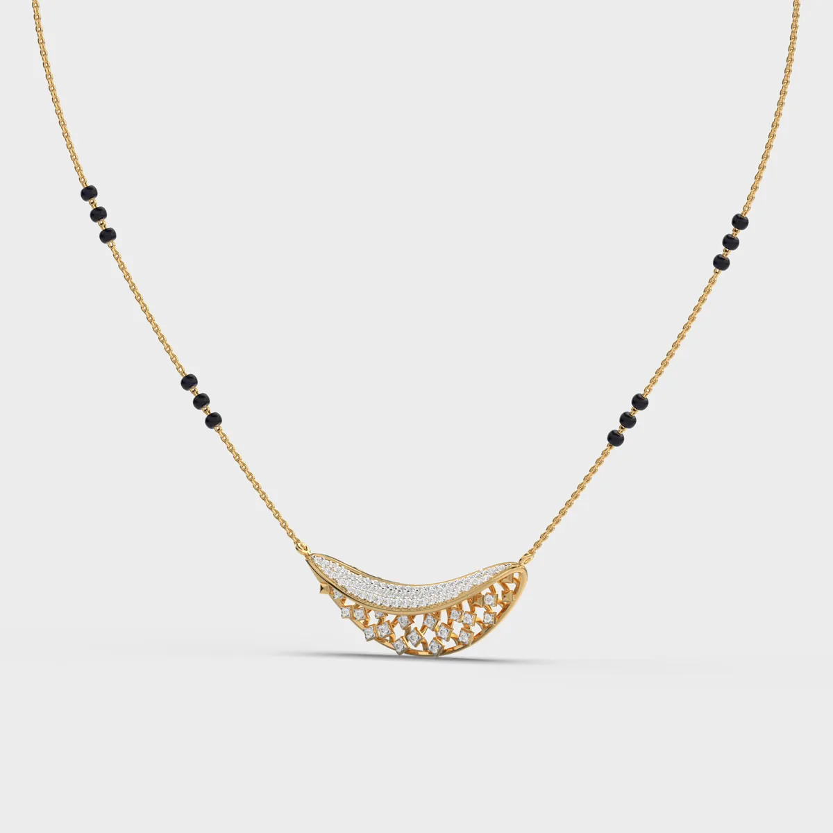 Woven Crescent Diamond Mangalsutra – alternate view