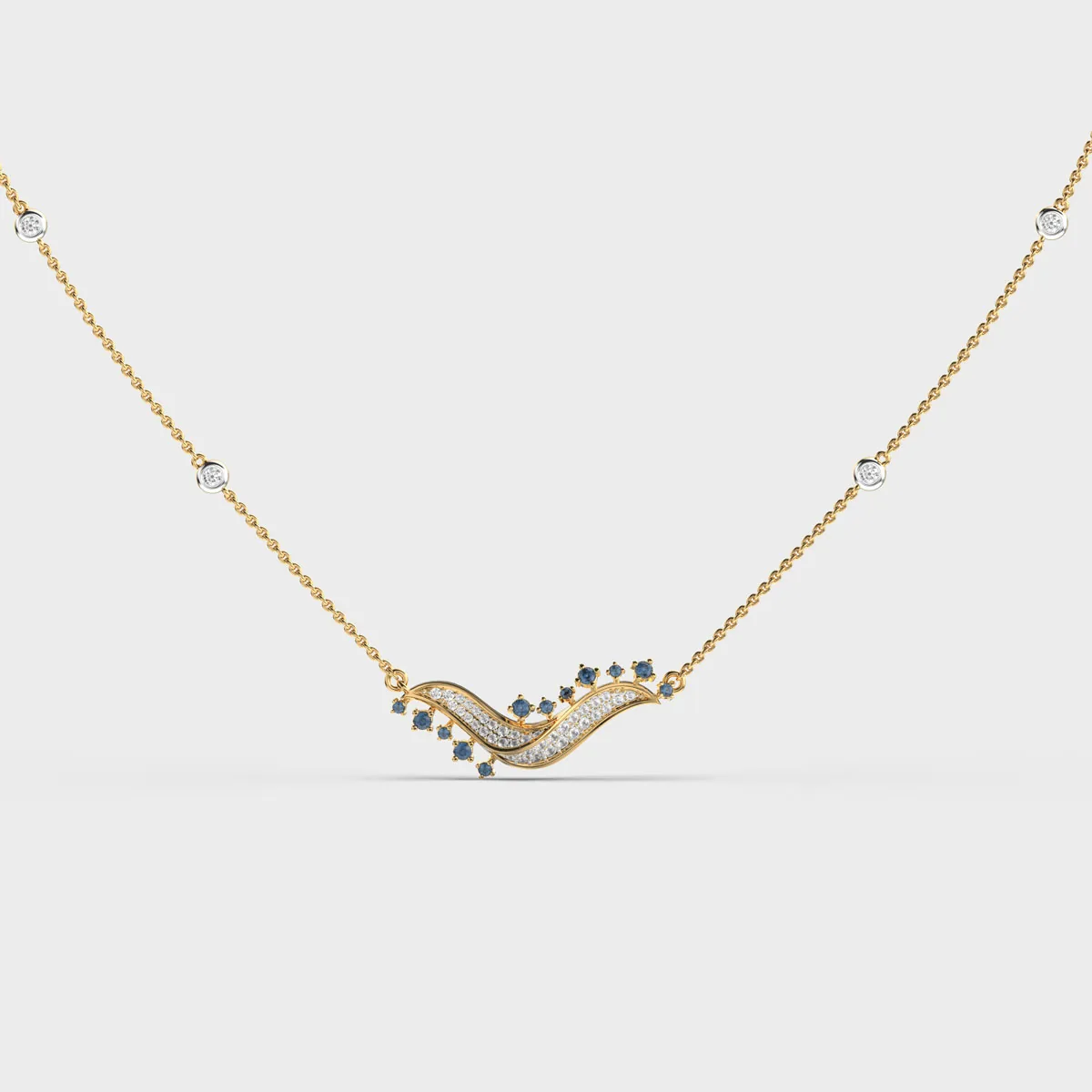 Blue Stone Wave Diamond Necklace