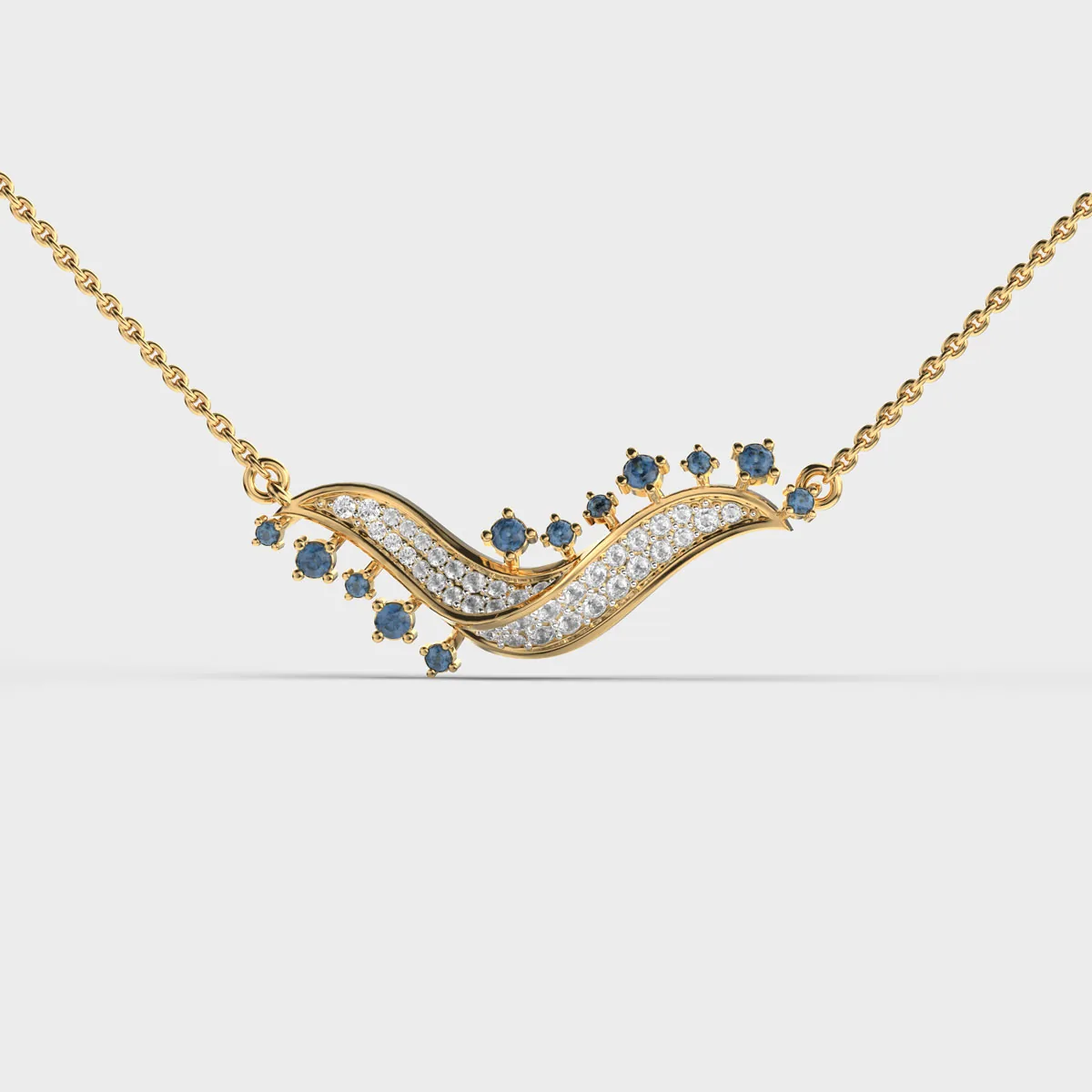 Blue Stone Wave Diamond Necklace – alternate view