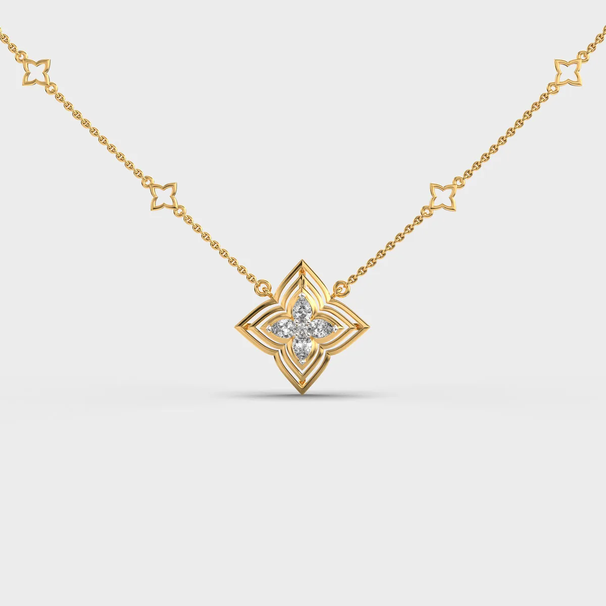 Dainty Flower Mesh Star Diamond Necklace