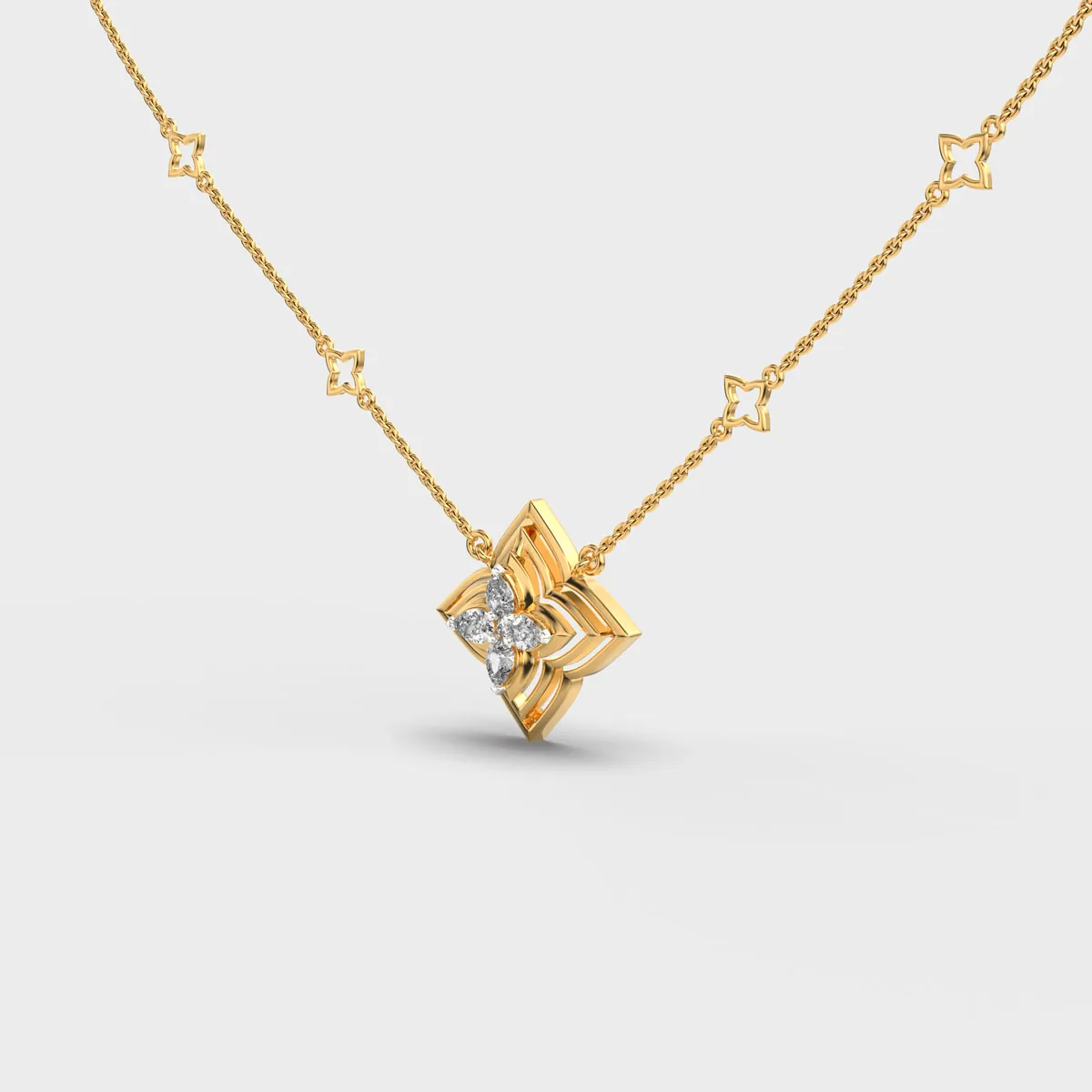 Dainty Flower Mesh Star Diamond Necklace – alternate view