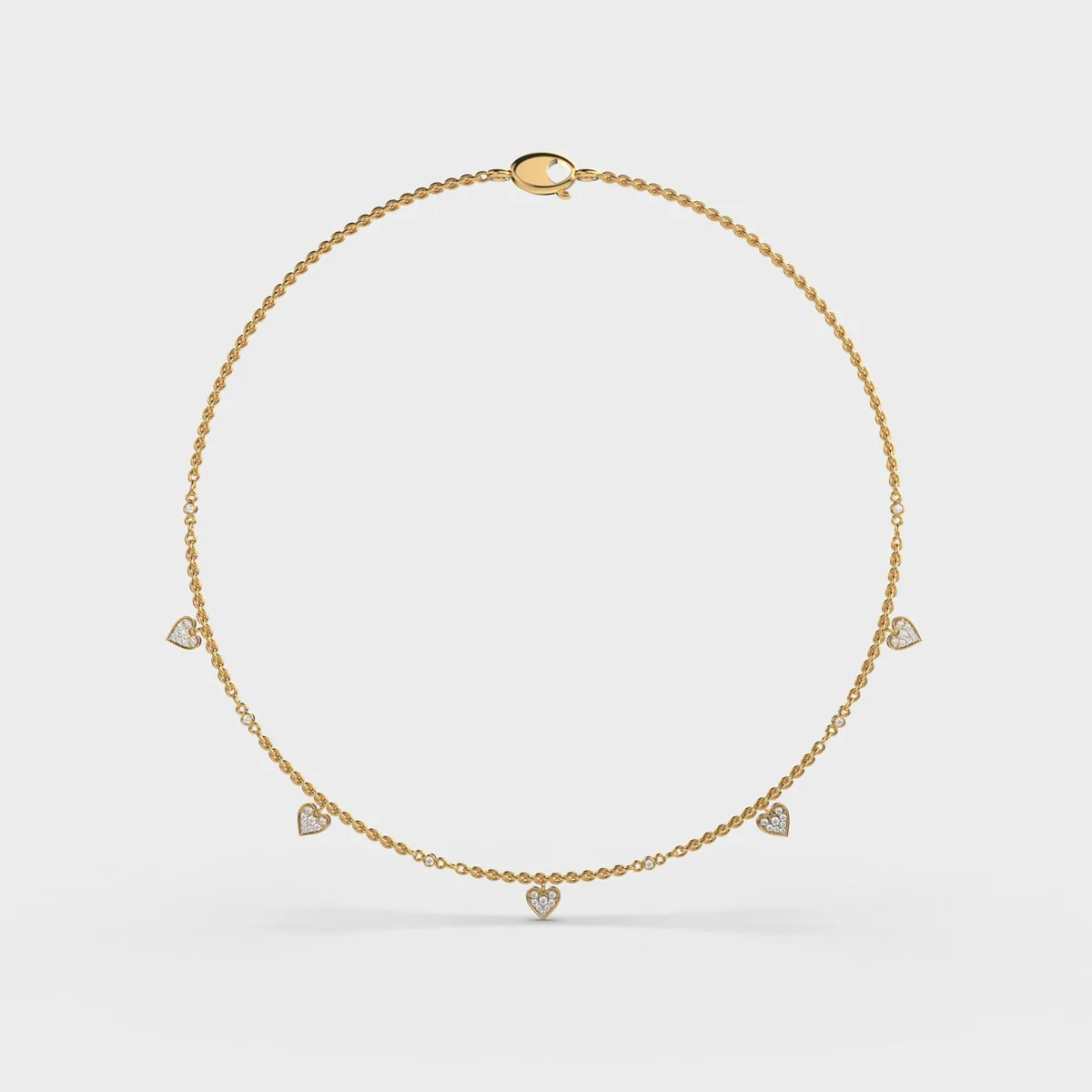 Dainty Hearts Charm Diamond Necklace