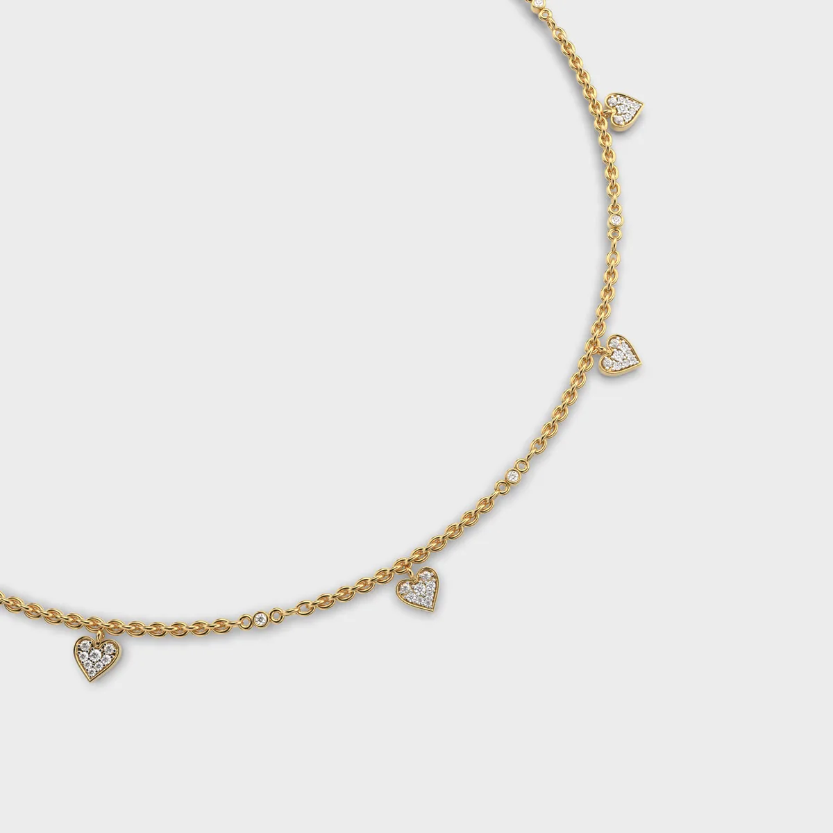 Dainty Hearts Charm Diamond Necklace – alternate view