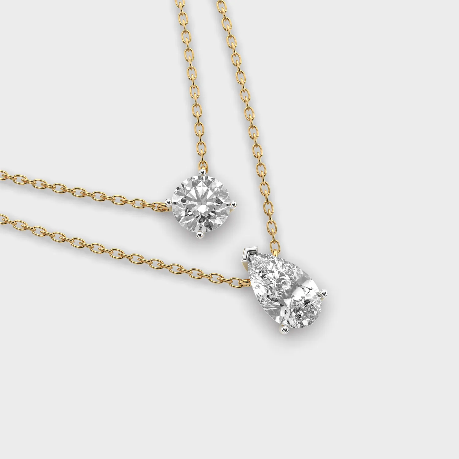 Elegant Double Chain Diamond Pendant – alternate view