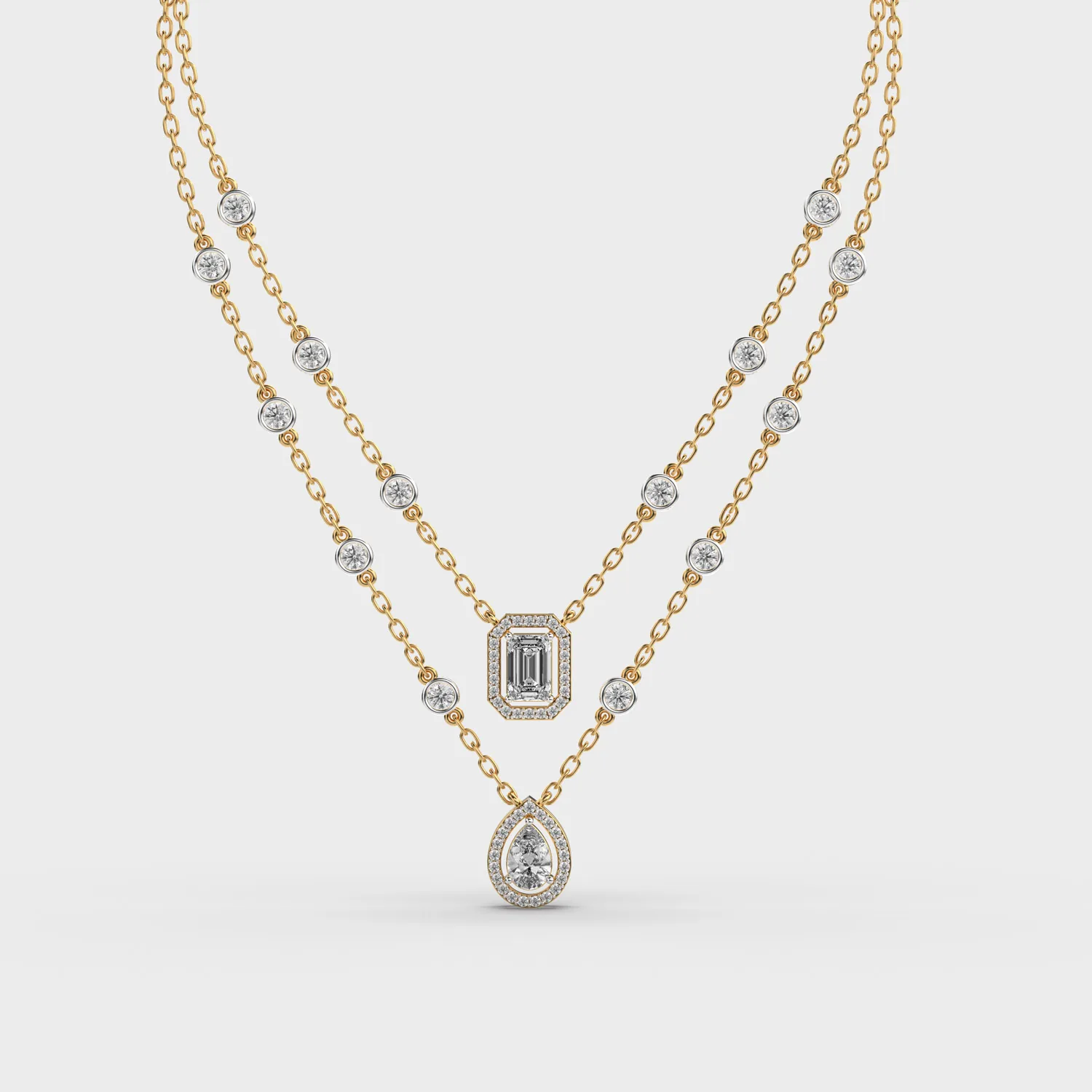 Elegant Dual Layer Diamond Pendant