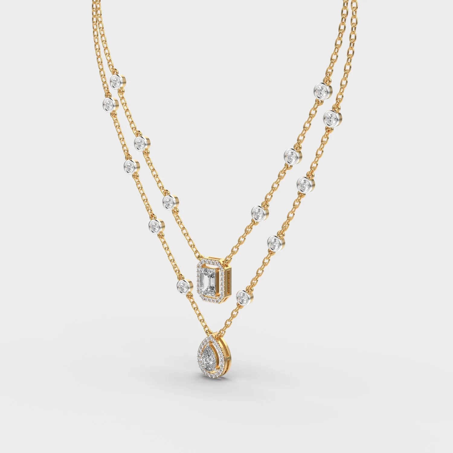 Elegant Dual Layer Diamond Pendant – alternate view