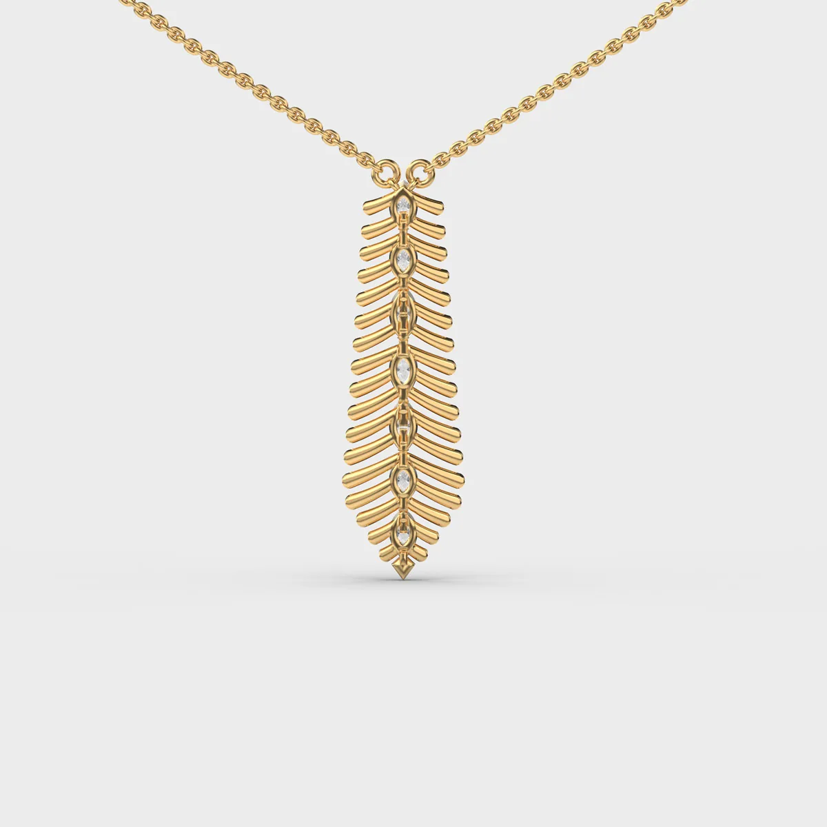 Elongated Fern Diamond Necklace – alternate view
