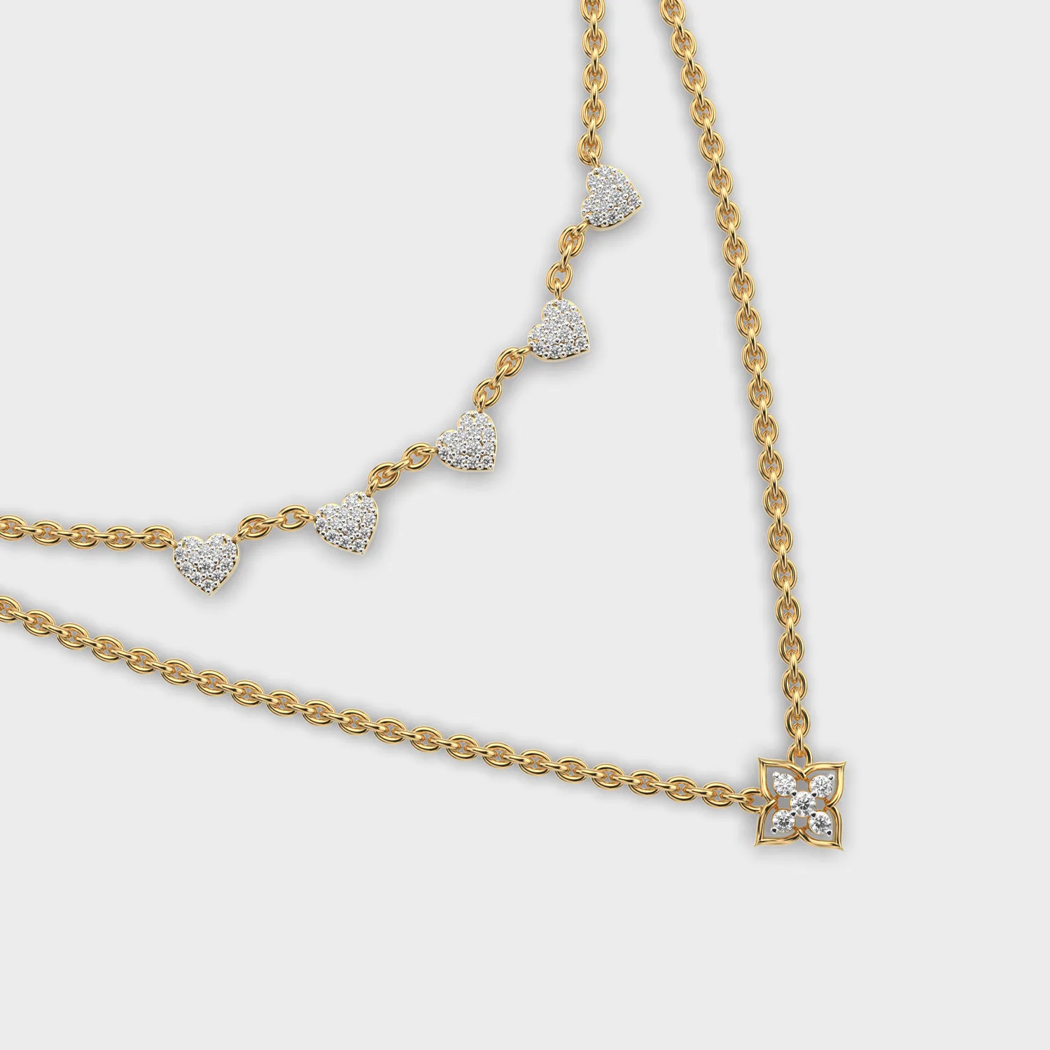 Heart Duo Layered Diamond Necklace – alternate view