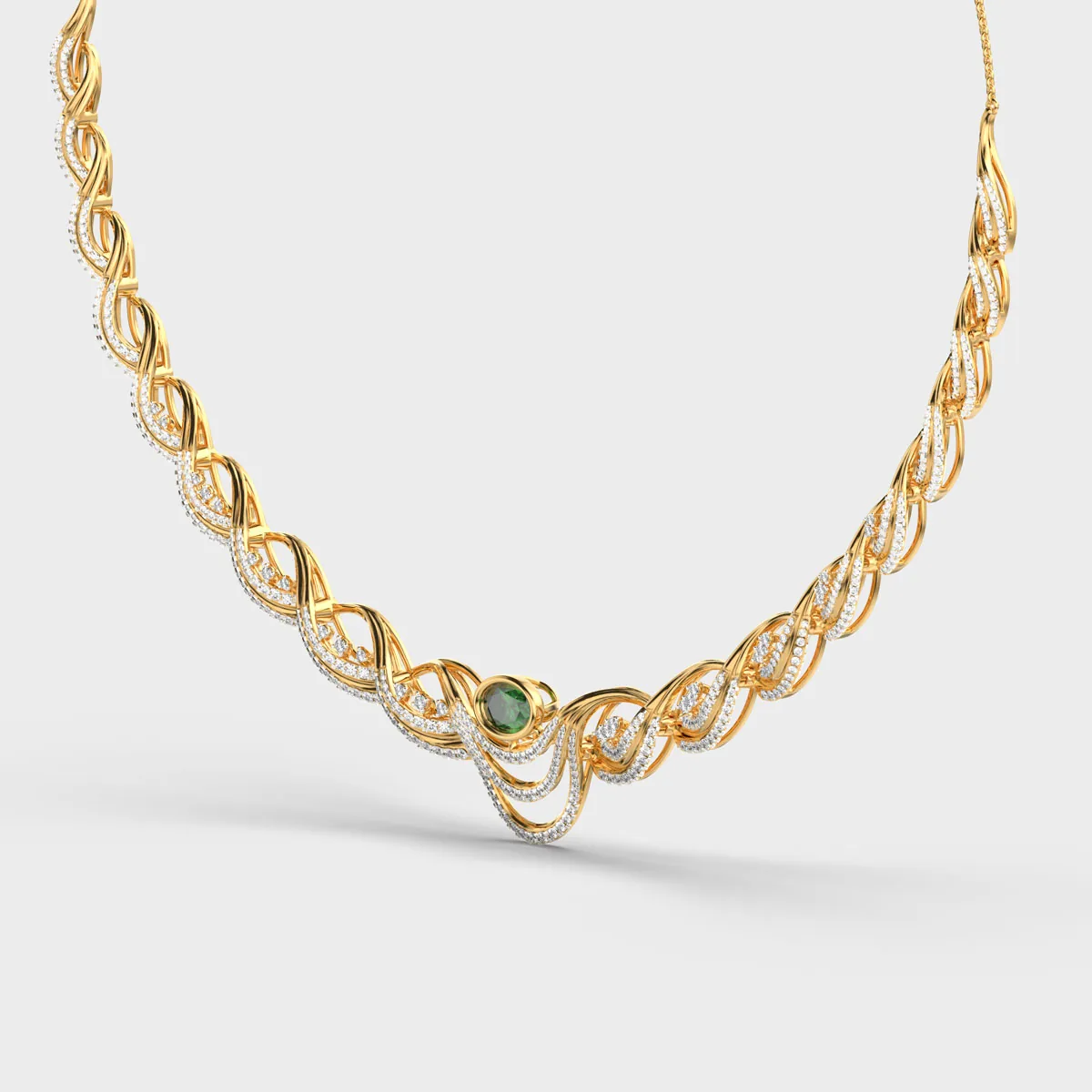 Iconic Royal Emerald Diamond Necklace – alternate view