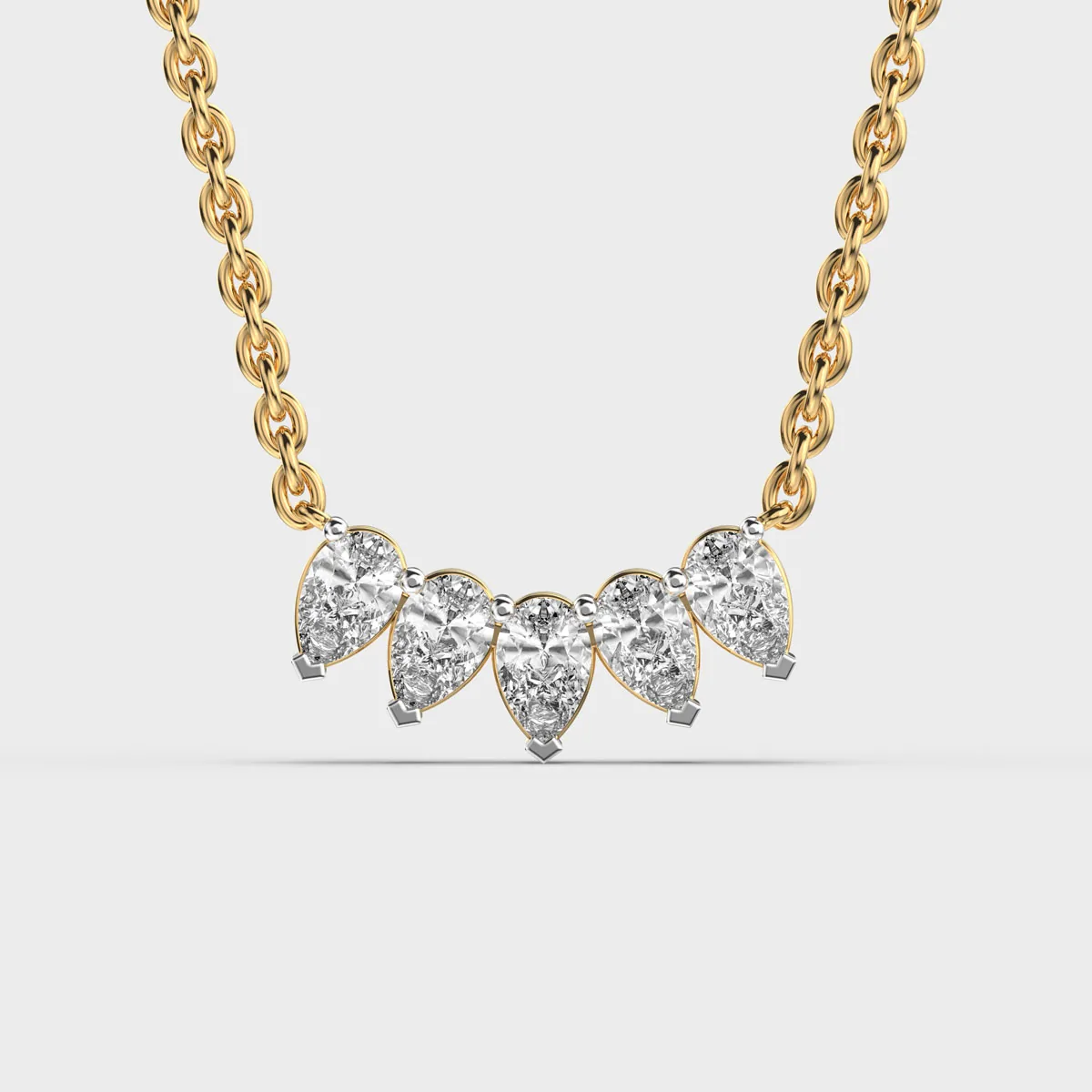 Inverted Tiara Pear Diamond Necklace