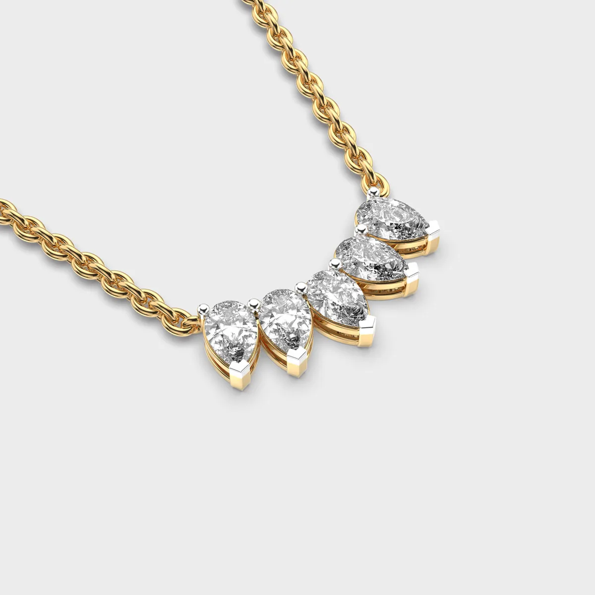 Inverted Tiara Pear Diamond Necklace – alternate view